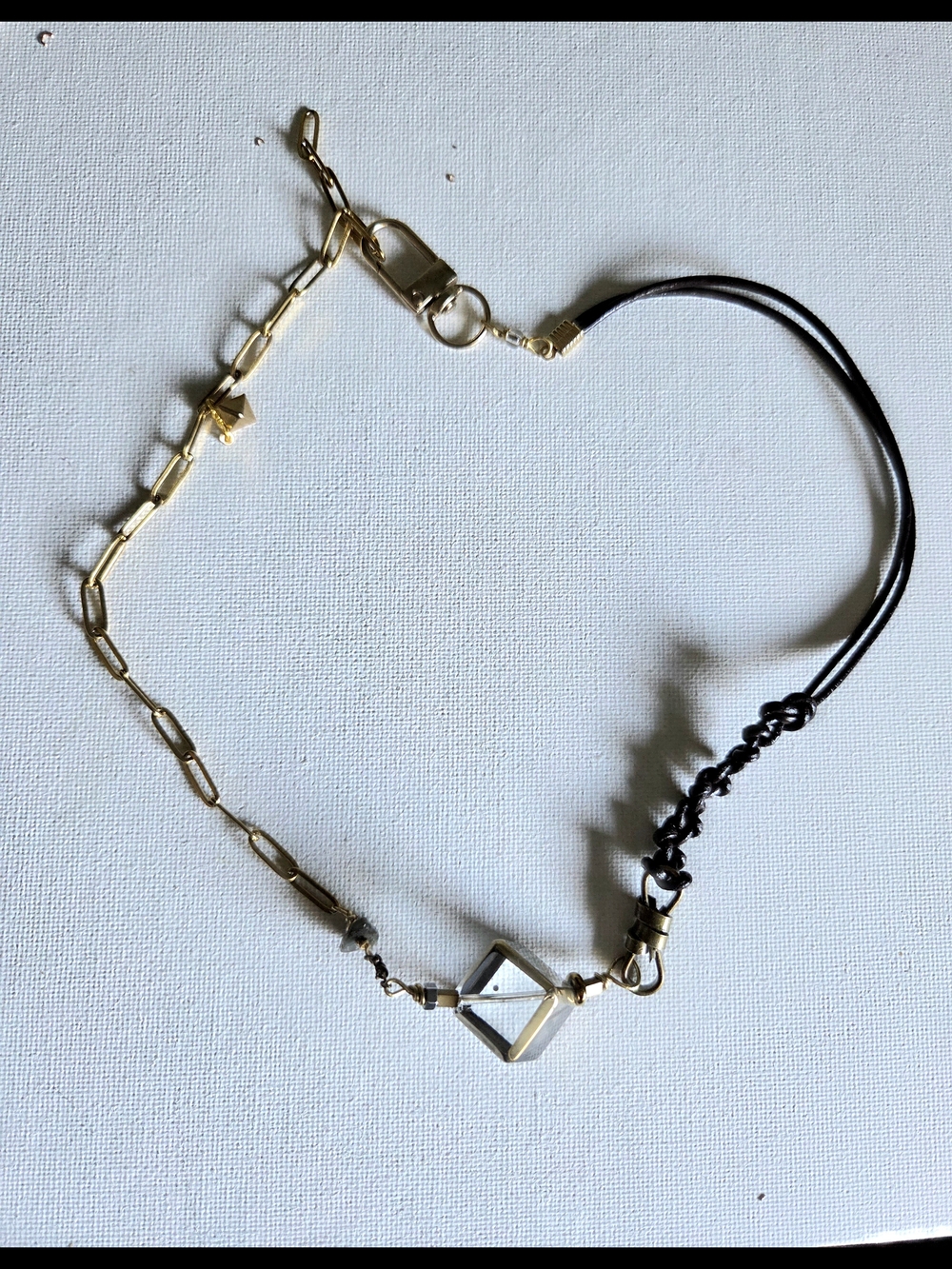 Faux Leather Geometric Cube Necklace